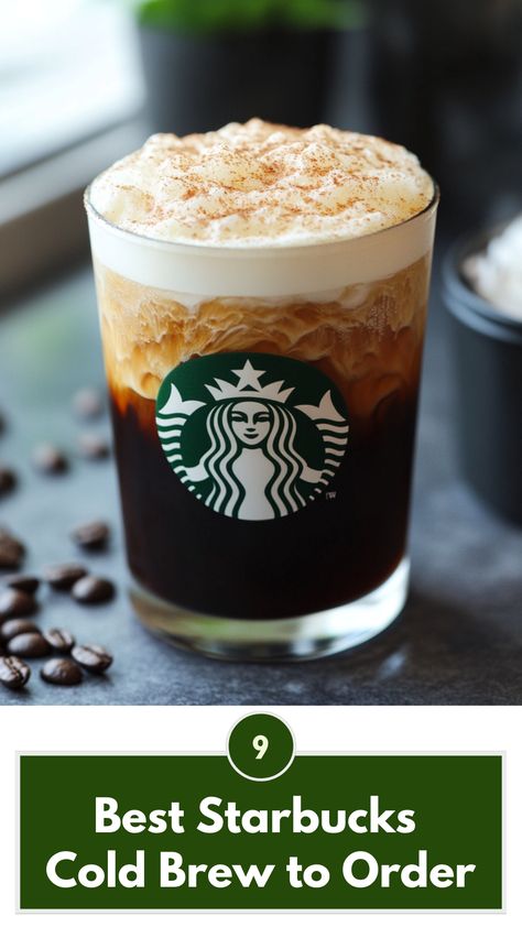 An iced Starbucks cold brew drink served in a glass with a refreshing layer of foam on top, perfect for a smooth and bold coffee experience. Starbucks Cold Brew Order Cold Foam, Homemade Starbucks Cold Brew Drinks, Best Starbucks Cold Brew Order, Starbucks Cold Brew Drinks, Starbucks Cold Brew Recipes, Cold Brew Starbucks Order, Starbucks Cold Brew Order, Cold Brew Drinks, Starbucks Cold Brew