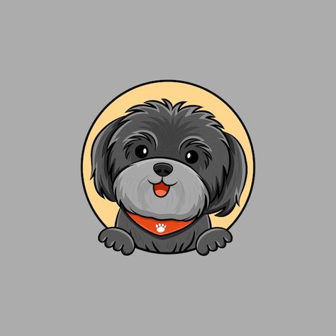 Cute shih tzu dog smiling logo cartoon v... | Premium Vector #Freepik #vector #shihtzu #shih-tzu #cute-dog-logo #dog-logo Comedy Dp, Cute Dog Drawing Easy, Drawing Ideas Dog, Dog Drawing Easy, Easy Dog Drawing, Dog Drawing Ideas, Paw Cartoon, Dog Drawing Tutorial, Dog Drawing Simple