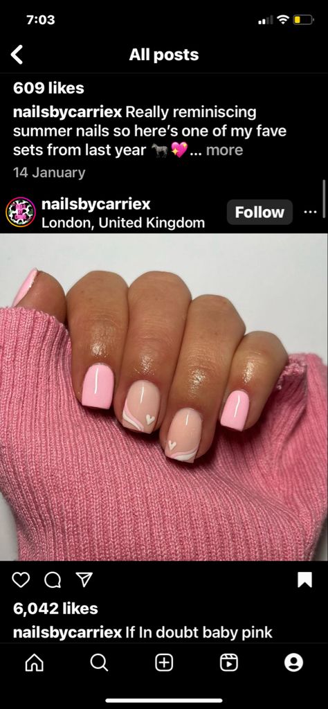 Nails Shallec Ideas, January Biab Nail Ideas, Small Nails Ideas Summer, Summer Biab Nails 2023, Summer Pink Nails Short, Short Biab Nail Designs Summer, Bib Short Nails, Simple Biab Nail Art, Summer Nails Biab