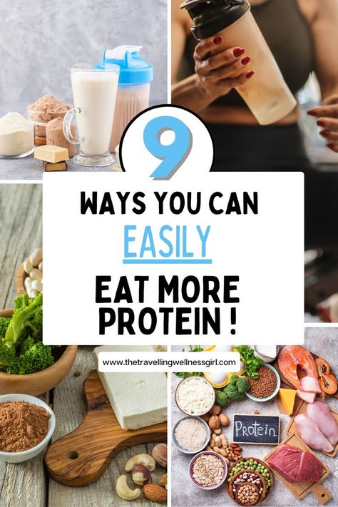 Pinterest pin showing images of high protein foods and protein rich meal ideas. High Protein Breakfast Ideas, Protein Breakfast Ideas, Eat More Protein, Wellness Girl, Diet Hacks, High Protein Meals, Foods Ideas, Food Motivation, More Protein