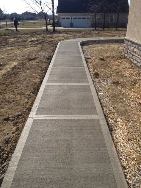 Broom Finish Concrete - Grosse Construction Services Patio Finishes, Front Yard Walkway, Yard Walkway, Concrete Backyard, Backyard Goals, Landscaping Ideas Front Yard, Goals 2024, Concrete Path, Cement Patio