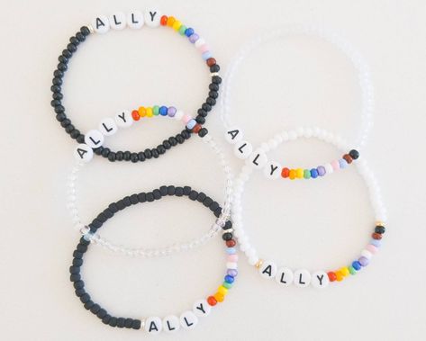 Pride Ally Bracelet, Pride Friendship Bracelet Beads, Pride Beaded Bracelets, Pride Bracelet Diy, Ally Bracelet, Pride Friendship Bracelet, Pride Flag Bracelet, Pride Bracelets, Lgbtq Support