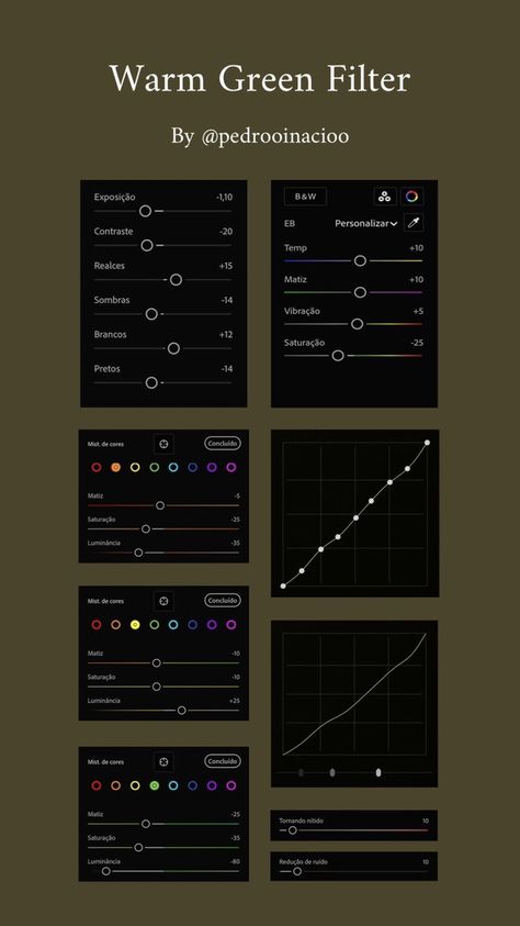 Warm green filters em 2024 | Lightroom, Edição de fotos, Tutoriais de fotografia . #Green_Filter_Lightroom #Lightroom_Green_Preset #Lightroom_Presets_Tutorial_Green #Light_Room_Editing_Filter_Tutorial Green Filter Lightroom, Lightroom Presets Tutorial Green, Light Room Editing Filter Tutorial, Green Filter Aesthetic, Lightroom Filters Formula, Adobe Lightroom Filters, Light Room Editing, Lightroom Presets Green, Green Lightroom Preset