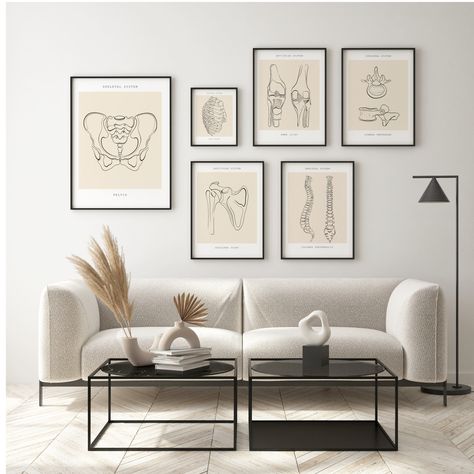 "Printable art is one of the most affordable, quick and easy way to transform your space. KhanaliArtPrints Human Anatomy Posters from Anatomy Wall Art Collection Chiropractic Art, Anatomy Print Set, Physical Therapy Art, Doctor Chiropractic, Orthopedic Posters, Medical Office Decor, Bones Art Print * INSTAND DIGITAL DOWNLOAD * * THIS IS A DIGITAL ITEM * (No physical product will be shipped and frame is not included) All digital download orders are sent automatically after you purchase your print. Your purchase includes 5 ratio that can be printed in over 20 different sizes. INCLUDED FILES : File 1: High resolution JPG file in 2:3 ratio for printing the following sizes: - 4x6 inc / 10x15 cm - 6x9 inc / 15x22 cm - 8x12 inc / 20x30 cm - 12x18 inc / 30x45 cm - 16x24 inc / 40x60 cm - 20x30 inc Physiotherapy Wall Art, Chiropractic Office Wall Decor, Modern Chiropractic Office, Physical Therapy Room Design, Orthopedic Office Design, Physical Therapy Clinic Decor, Physical Therapy Decor, Physical Therapy Wall Art, Modern Physical Therapy Clinic Design