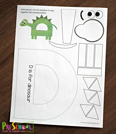 Free Printable Letter D craft for preschoolers D Craft For Preschool, D For Dinosaur Letter D, Letter D Recognition Activities, D Letter Crafts For Preschool, Learning The Letter D Preschool, D Is For Dinosaur Printable, Free Letter Craft Printables, Easy Letter Crafts For Preschoolers, Letter Dd Crafts For Preschool