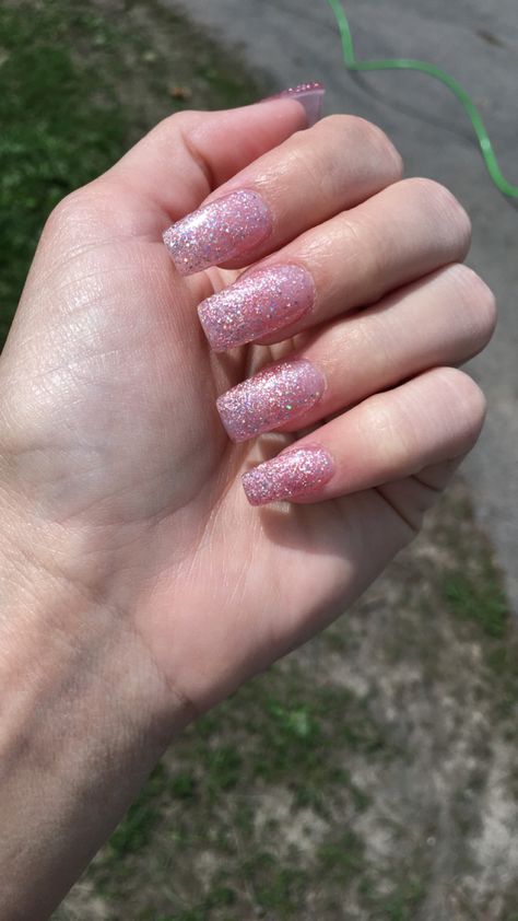 Purple Sparkly Nails, Nails Medium Square, Natural Acrylic, Natural Acrylic Nails, Glittery Nails, Nails Medium, Sparkly Nails, Pink Light, Square Shape