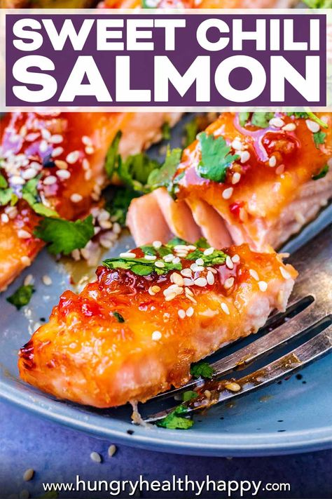 Salmon With Thai Sweet Chili Sauce, Sweet Chili Garlic Glazed Salmon, Sweet Chili Salmon Bowl, Sweet Chili Glazed Salmon, Thai Chili Salmon, Recipes With Sweet Chili Sauce, Salmon Sauces, Sweet Chili Salmon, Sweet Chilli Salmon