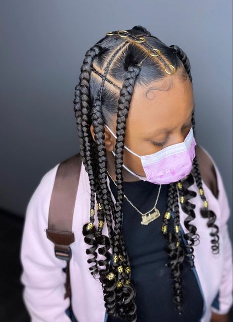 Cute Trendy Hairstyles, Curls Braids, Black Kids Braids Hairstyles, Hairstyles Black Hair, Big Braids, Feed In Braids Hairstyles, Small Braids, Girls Hairstyles Braids, Going To School