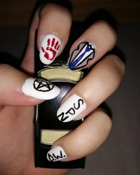 Supernatural Nail Art, Supernatural Nails, Nail Inspo, Hair And Nails, Supernatural, Piercings, Nail Designs, Nail Art, Nails