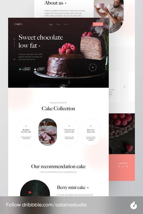 Hi friends 🙌 Here my new exploration about cake shop landing page to make it easy for you to order cakes. Hope you like it guys! ✨ Cake Shop Website Design, Cake Website Design Inspiration, Cake Website Design, Cake Website, Ui Landing Page, Coffee Shop Website, Lil Dicky, Bakery Website, Cake Land