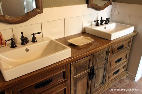 Restored Dresser, Dresser Vanity Bathroom, Best Bathroom Vanities, Dresser Vanity, Wood Bathroom Vanity, Bathroom Design Inspiration, Bathroom Redo, Trendy Bathroom, Bathroom Design Luxury