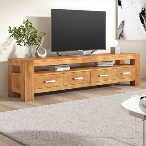 Granger TV Stand for TVs up to 77" Natur Pur Tv Wooden Stand, Tv Stand Wood Modern, Pallet Tv Stand Ideas For Living Room, Wooden Tv Table Ideas, Wooden Tv Stand Ideas For Living Room, Simple Tv Stand Design, Table Tv Modern, Simple Tv Stand Ideas, Wooden Tv Stand Designs