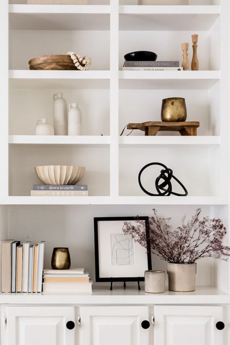 Click here to learn how to style your shelves on Halfway Wholeistic! If you are wondering how to style shelves in the living room or how to style shelves in your bedroom, then this is the blog post for you! This sort of shelf decor in your living room can really elevate the space and make your home decor style look super chic. Get inspired today by these book shelf styling tips this article has to offer. You won't regret styling your shelves properly. #shelves #shelfstyle #homedecor Halfway Wholeistic, Shelf Decor Living Room, Styling Shelves, Bookcase Styling, Country Barn, Bookshelf Styling, Room Shelves, Bookshelf Decor, Mug Design