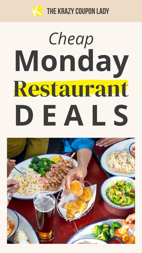 Take the Night Off With These Cheap Monday Restaurant Deals Food Restaurant Near Me, Shrimp Linguini Alfredo, Monday Food, Garlic Shrimp Scampi, Chicken N Dumplings, Asian Grill, Food Deals, Meatball Pizza, Boneless Wings