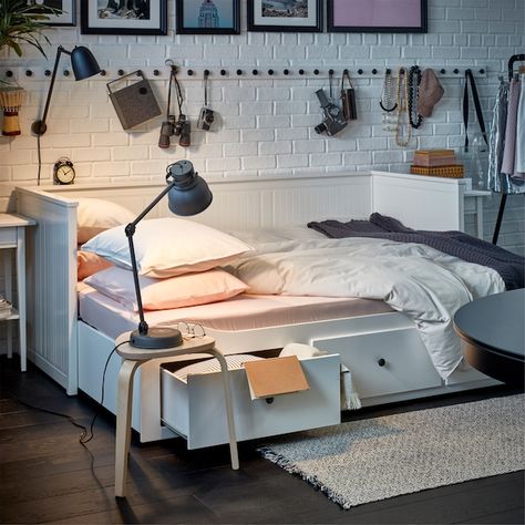 Ikea Hemnes Daybed, Studio Type Apartment, Hemnes Daybed, Ikea Daybed, Ikea Malaysia, Hemnes Bed, White Daybed, Kitchen Sofa, Comfortable Kitchen