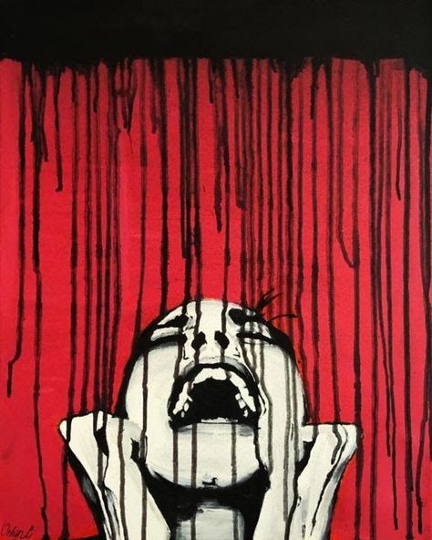 Screaming Drawing, Emotional Painting, Colorful Paintings Acrylic, Original Art Painting, Red Art, Art Inspiration Painting, Hippie Art, Painting Art Projects, Cool Art Drawings