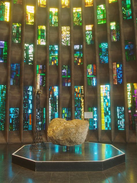 Coventry Blitz, European Trips, Coloured Houses, Baptismal Font, Coventry Cathedral, Solar Punk, Norwich Cathedral, Modern Church, Stunning Architecture