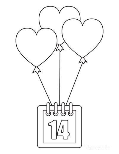 Valentines Day Coloring Pages 14 Calendar Heart Balloons Valentin Drawings, Valentines Day Whiteboard Art, Valentines Day Clipart Black And White, Easy Drawings Valentines Day, V Day Drawings, Valentines Day Cards Drawing, Simple Valentines Drawings, Cute Valentines Day Drawings Easy, Things To Draw For Valentines Day