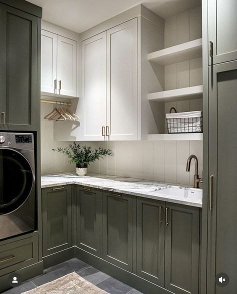 Long Narrow Laundry Room Ideas, Mudroom Pantry, Contrasting Kitchen Island, Laundry Room Organization Ideas, Laundry Room Design Ideas, Utility Room Designs, Stacked Laundry Room, Room Organization Ideas, Pantry Laundry Room