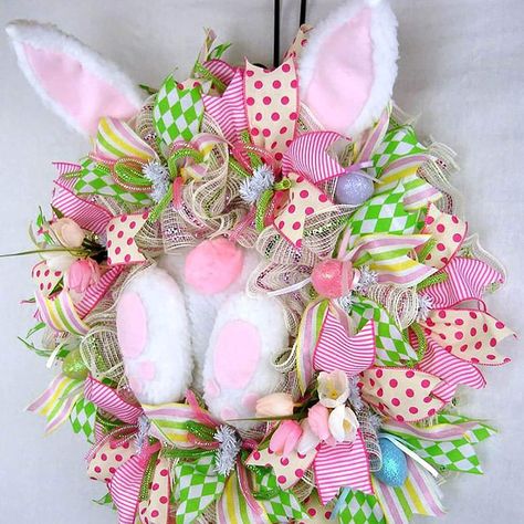 Bunny Wreaths, Ribbon Streamers, Rabbit Wreath, Easter Festival, Spring Front Door Wreaths, Easter Bunny Wreath, Wreath Easter, Spring Wreaths, Bunny Wreath