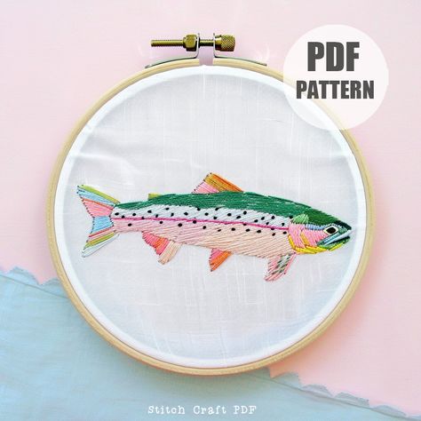 Fish pattern, Sea world, Hand Embroidery Pattern, Instant download, Ocean Summer, Pastel Fish, Hand Made DIY, Summer Crafting, digital file by StitchCraftPDF on Etsy Aquatic Embroidery, Fish Hand Embroidery, Pastel Fish, Fish Embroidery, Fish Pattern, Diy Summer, Fish Patterns, Hand Embroidery Pattern, Sea World