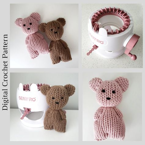 Knit and Crochet Teddy Bear Pattern Knitting Machine - Etsy Perú Mini Knitting Machine Projects, Knitting Machine 22 Needles, 22 Needle Knitting Machine Projects, 22 Needle Knitting Machine Patterns, Knit Machine Projects, 22 Pin Knitting Machine Patterns, Addi Express Kingsize Projects, Knitting Machine Ideas, 22 Needle Knitting Machine