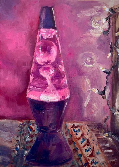 "8\"x10\" Giclee fine art print of an original oil painting! ✨" Surreal Art Ideas Inspiration, Watercolor Lava Lamp, Lava Lamp Painting Canvas, Science Paintings Ideas, Object Painting Ideas, Oil Pastel Canvas Art, Drawing Ideas With Paint, Hippie Watercolor Painting, Small Oil Painting Ideas