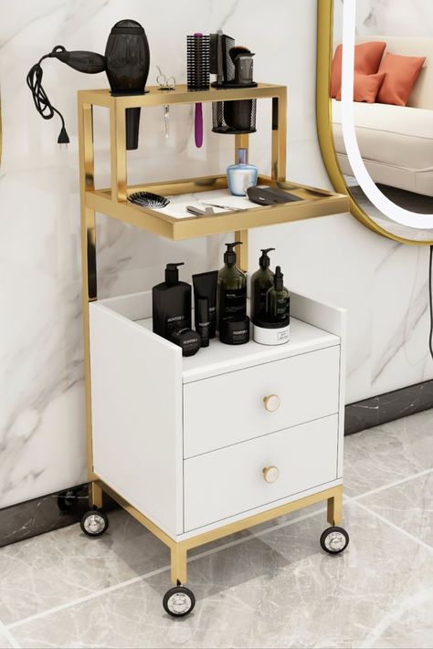 Vanity Table With Drawers, Beauty Shop Decor, Home Hair Salons, Esthetician Room Decor, Hair Salon Interior, Beauty Salon Furniture, Salon Suites Decor, Salon Stations, Nail Salon Decor