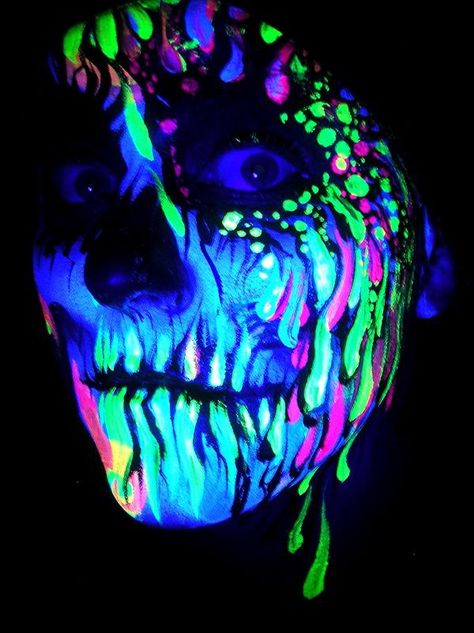 Face Painting Competition, Uv Face Paint, Halloween Face Painting, Neon Face Paint, Uv Photography, Face Painting Supplies, Uv Makeup, Uv Paint, Face Painting Stencils