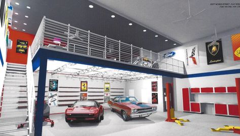 Does metro Detroit have a drive for more car condos? Car Garage Design, Garage Design Interior, Storage Garage, Ultimate Garage, Garage Style, Residential Garage, Mechanic Garage, Industrial Warehouse, Custom Garages