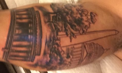 Washington DC Dc Flag Tattoo, Washington Dc Tattoo Sleeve, Washington Dc Tattoo Ideas, Dc Skyline Tattoo, Dc Tattoo Ideas, Washington Dc Tattoo, Washington Dc Stickers, Dc Tattoo, Washington Dc Print