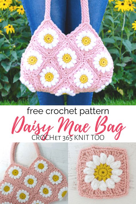 Crochet Flower Purse Free Pattern, Crochet Flower Bag Pattern Free, Crochet Granny Square Bag Pattern Free, Flower Crochet Bag Pattern, Crochet Ideas Free Patterns, Crochet Flower Purse Pattern, Crochet Daisy Purse Free Pattern, Daisy Crochet Bag Pattern Free, Crochet Daisy Bag Pattern