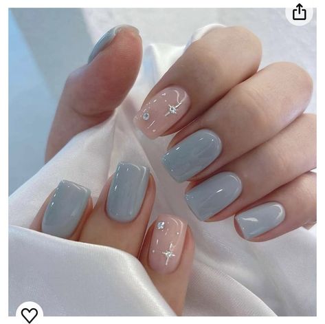 Light Blue Winter Nails Short, Baby Boy Nails Designs, Gray Nail Designs, Trendy Blue Nails, Nails Blue And White, Blue Wedding Nails, Nail Art Bleu, Nail Ideas Pink, Nails January