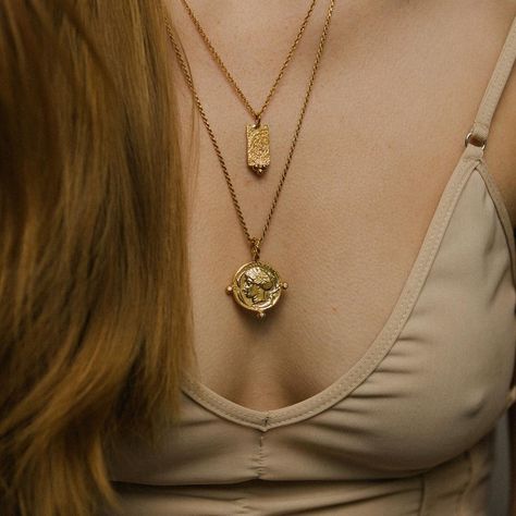 Camille Preaker, Chariot Race, Greek Necklace, Plane Necklace, Gold Necklace Diamond, Mythology Jewelry, Gold Medallion Necklace, Layered Coin Necklace, Pinterest Jewelry