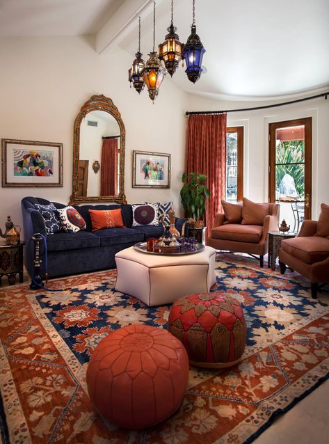 Talavera Living Room, Moroccan Modern Living Room, Moroccan Living Room Modern, Modern Moroccan Decor Living Room, Moracan Decor, Moroccan Interiors Living Room, Moroccan Living Room Ideas, Moroccan Home Decor Ideas, Moroccan Inspired Living Room