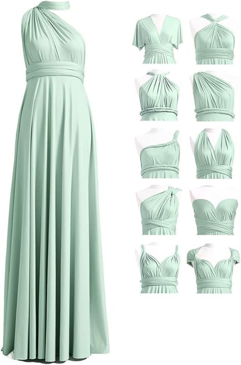 72styles Womens Long Bridesmaid One Shoulder Convertible Wrap Cocktail Maxi Dress Infinity Multi-Way Dress with Bandeau at Amazon Women’s Clothing store Gala Dress Plus Size, Gala Dress Long, Black Tie Gala Dress, Vintage Chanel Dress, Infinity Dress Bridesmaid, Sage Bridesmaid Dresses, Multi Way Dress, Convertible Bridesmaid Dress, Velvet Bridesmaid Dresses