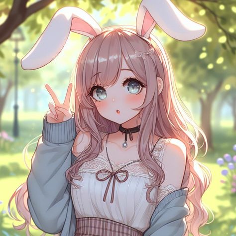 Bunny Oc Female, Bunny Animepfp, Bunny Girl Reference, Anime Bunny Oc, Bunny Girl Pfp, Bunny Girl Oc, Haunted Cottagecore, Vtuber Ideas, Anime Rabbit