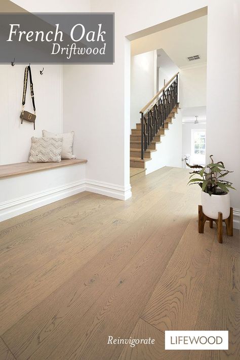 French Oak in Driftwood has brought a softness to this 1940's Perth bungalow, allowing the 40's feel lights, art deco stair balustrade and wood features in the kitchen to underpin the sleek blend of old and new. See more inspiring images at our Floor of the Week page. Light Timber Flooring, Art Deco Stairs, Stair Balustrade, French Oak Flooring, Oak Flooring, Flooring Projects, Inspiring Images, Timber Flooring, French Oak