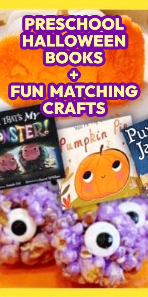 Food Crafts Preschool, Halloween Books And Activities, Scary Halloween Ideas, Book Crafts For Kids, Fall Kids Activities, Halloween Storytime, Halloween Read Alouds, Storytime Themes, Halloween Food Crafts