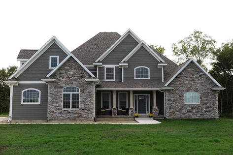 Midwestern Forever Home - Diamond Kote® Building Products Exterior Rock Siding, Diamond Kote Siding, Siding Colors For Houses, Siding Styles, Exterior House Siding, Siding Repair, Greek Revival Home, Littleton Colorado, House Trim