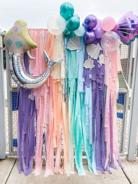 Mermaid Streamer Backdrop, Mermaid Fringe Backdrop, Seashell Balloon, Mermaid Photo Backdrop, Mermaid Party Backdrop, Mermaid Backdrop, Diy Mermaid Tail, Mermaid Balloons, Streamer Backdrop