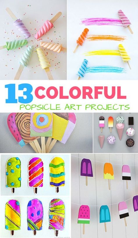 13 Colorful Popsicle Ice Cream Crafts. Adorable summer art projects for kids! Popsicle Activities For Kids, Summer Art Projects For Kids, Popsicle Ice Cream, Popsicle Art, Ice Cream Crafts, Diy Paper Art, Summer Arts And Crafts, Summertime Crafts, Summer Art Projects