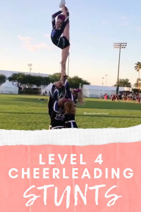 Lots of level 4 cheerleading stunts for inspiration! Stunts Cheer, Cheerleading Skills, Cheerleading Stunts, Allstar Cheer, Cheerleading Stunt, Cheer Stunts, Travel Water Bottle, Level 5, Level 4