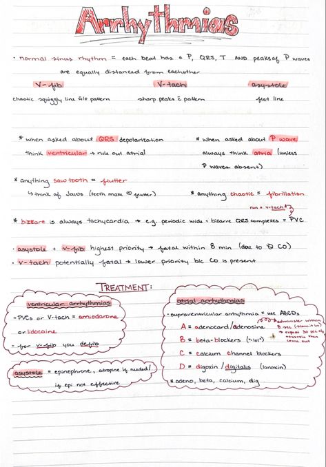 Arrythmias Heart, Mark Klimek Notes, Mark Klimek Nclex Review, Nclex Study Schedule, Nclex Notes, Mark Klimek, Summary Notes, Nurse Teaching, Handwriting Ideas