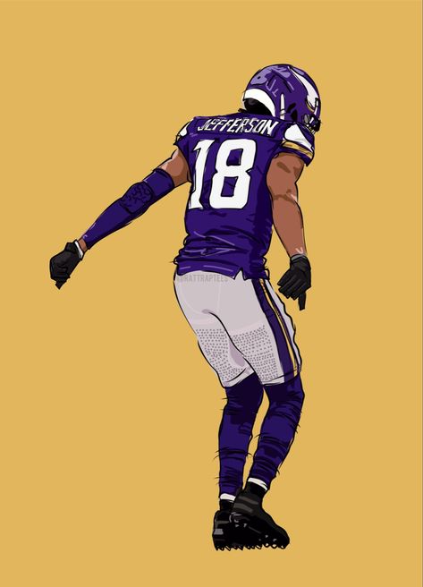 Nfl Quotes, College Football Art, Cool Football Pictures, Football Player Drawing, Football Poses, Football Background, Justin Jefferson, Nfl Football Pictures, Nfl Football Art