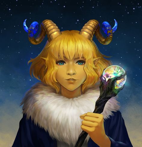 Gold Tiefling, Tiefling Sorcerer, Wizard School, Gold And Blue, Character Ideas, Blue Gemstones, Wizard, New Art, Turning