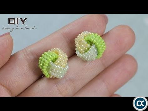 Handmade How to make beaded stud earrings. Knot earrings diy - YouTube #makeup #makeupideas... Beaded Stud Earrings, Beaded Diy, Anting Manik, Beaded Earrings Tutorials, Beaded Earrings Diy, Knot Stud Earrings, Knot Studs, Beaded Jewelry Tutorials, Earrings Diy