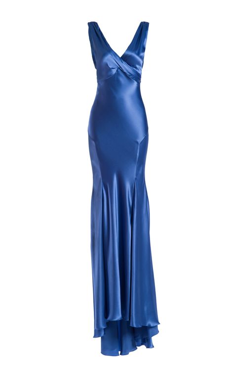 Maria Lucia Hohan's silk 'Lina' maxi dress has a mermaid silhouette with cinched shoulders, tailored seams, pleated skirt accents and a large bow detail at the back. Blue Silk Dress Outfit, Prom Dress Inspo, Maria Lucia Hohan, Jr Prom, Formal Fashion, Prom Dress Inspiration, Senior Prom, Manifestation Board, Silk Maxi