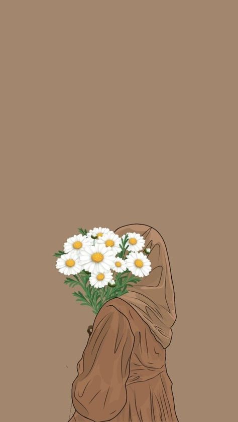 The Beauty Of Islam, Cute Hijab Cartoon Wallpaper, Beauty Of Islam, Wallpaper Islami, Seni Korea, Wallpaper Wa, Daisy Wallpaper, Islamic Cartoon, Floral Wallpaper Phone