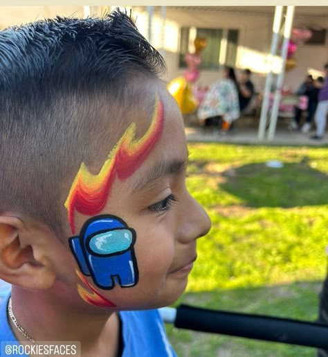 Rockie's Faces & Co. 🎈👩🏻‍🎨🎨🎭🖌 on Instagram: "Among us face painting today! #rockie #rockiesfacepainting #rockiesfaces #facepainter #facepainters #facepainting #kidsparty #party #kidsentertainment #onthejob #otj #picoftheday #fotodeldia #fiesta #pintacaritas #amongus #sus #fun #stockton #lathrop #lodi #manteca #patterson #modesto #turlock" Among Us Face Painting, Face Painting Among Us, Roblox Face Paint, Bluey Face Painting Ideas For Kids, Face Paint Ideas For Boys, Fortnite Face Paint, Boys Face Painting Ideas, Among Us Face Paint, Anime Face Paint